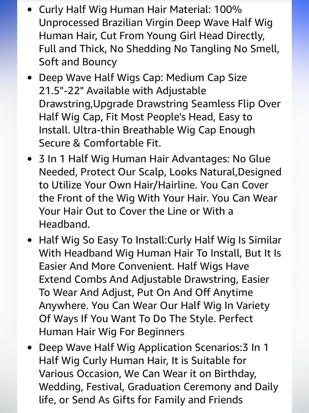 Half Wig Human Hair- Deep Wave - Picture 5 of 5
